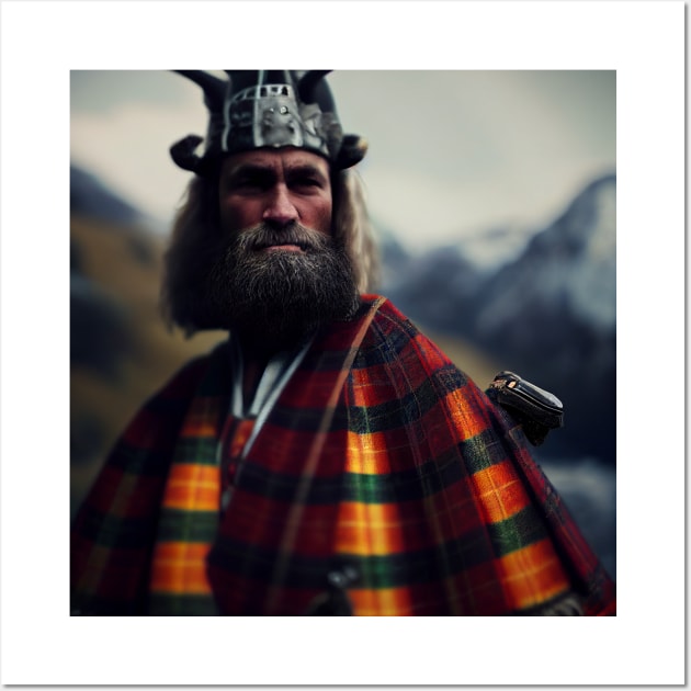 Scottish Highlander in Clan Tartan Wall Art by Grassroots Green